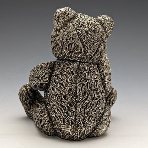 英國鄉村藝術家泰迪熊純銀雕塑小雕像 501 克